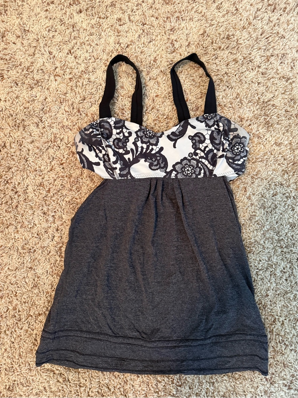 lululemon athletica Black and White Floral Bust Tank